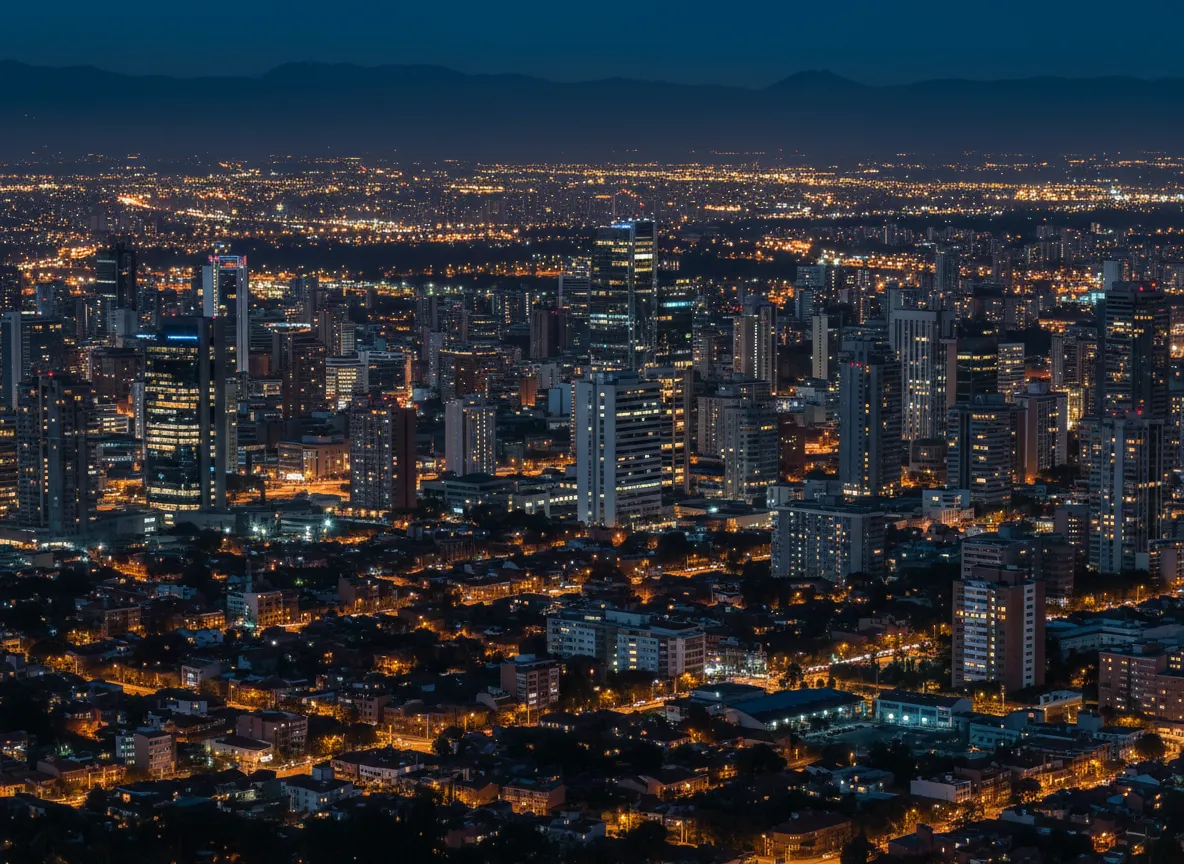 Panorámica nocturna de Bogotá, Colombia